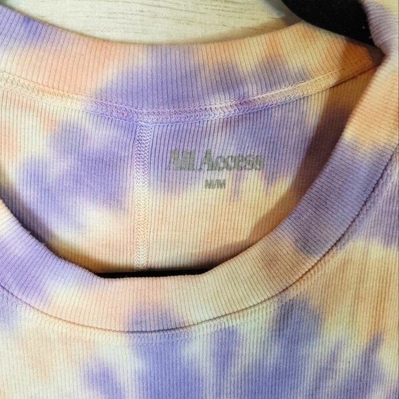 ALL ACCESS PURPLE & LIGHT ORANGE TIE DYE RIBBED CROP TOP, SZ MEDIUM - Picture 3 of 9